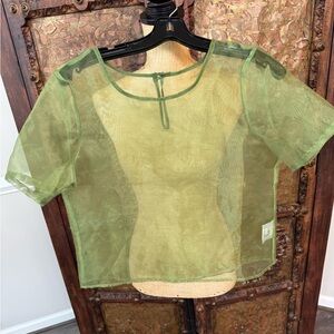 Urban Renewal Green Sheer Crop Blouse S/P‎